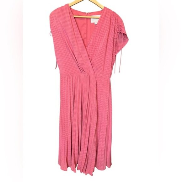 Gal Meets Glam Angelica Pleated Ruched Shoulder Dress Dried Rose Pink Size 10 - Picture 2 of 8